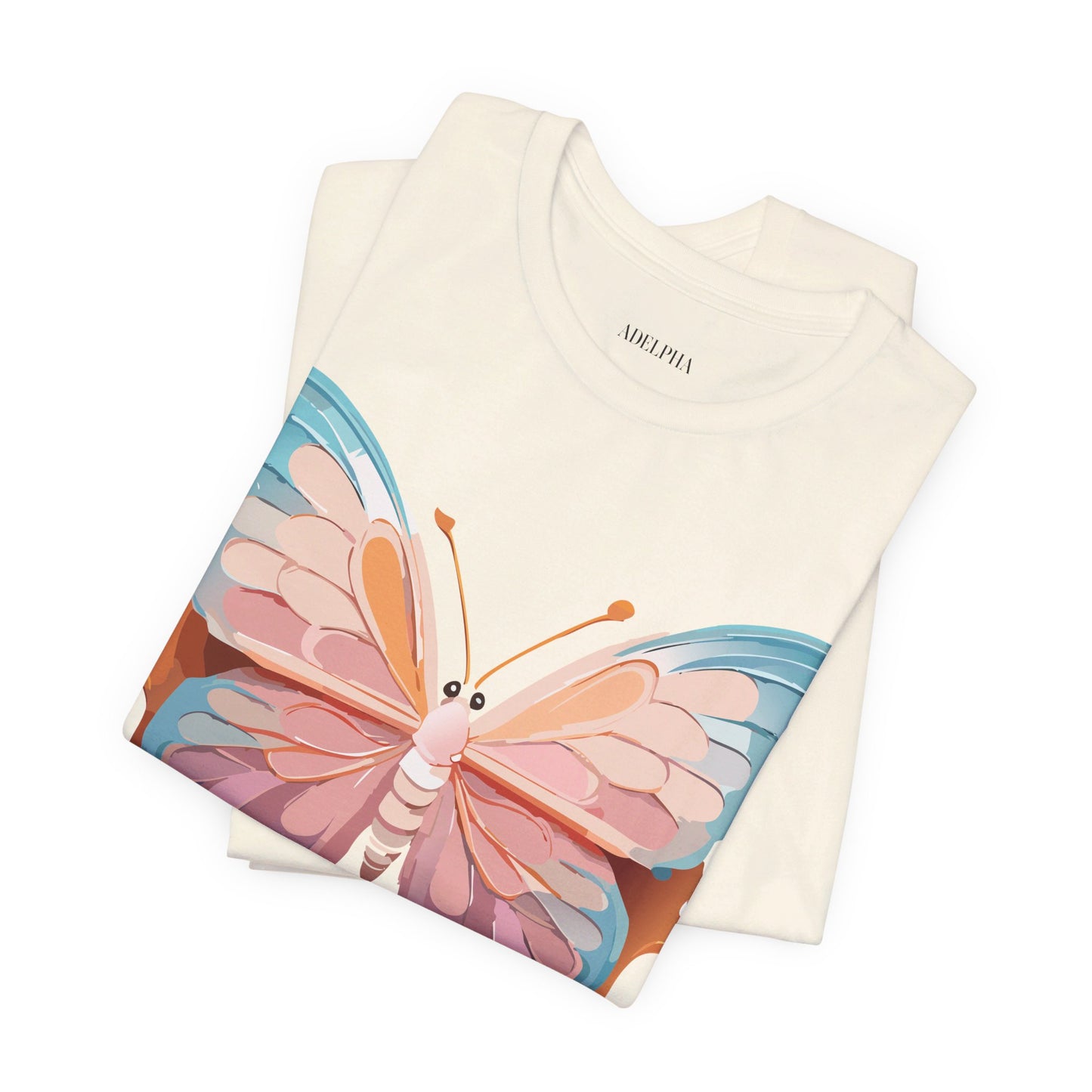 Natural Cotton Tee Shirt with Butterfly