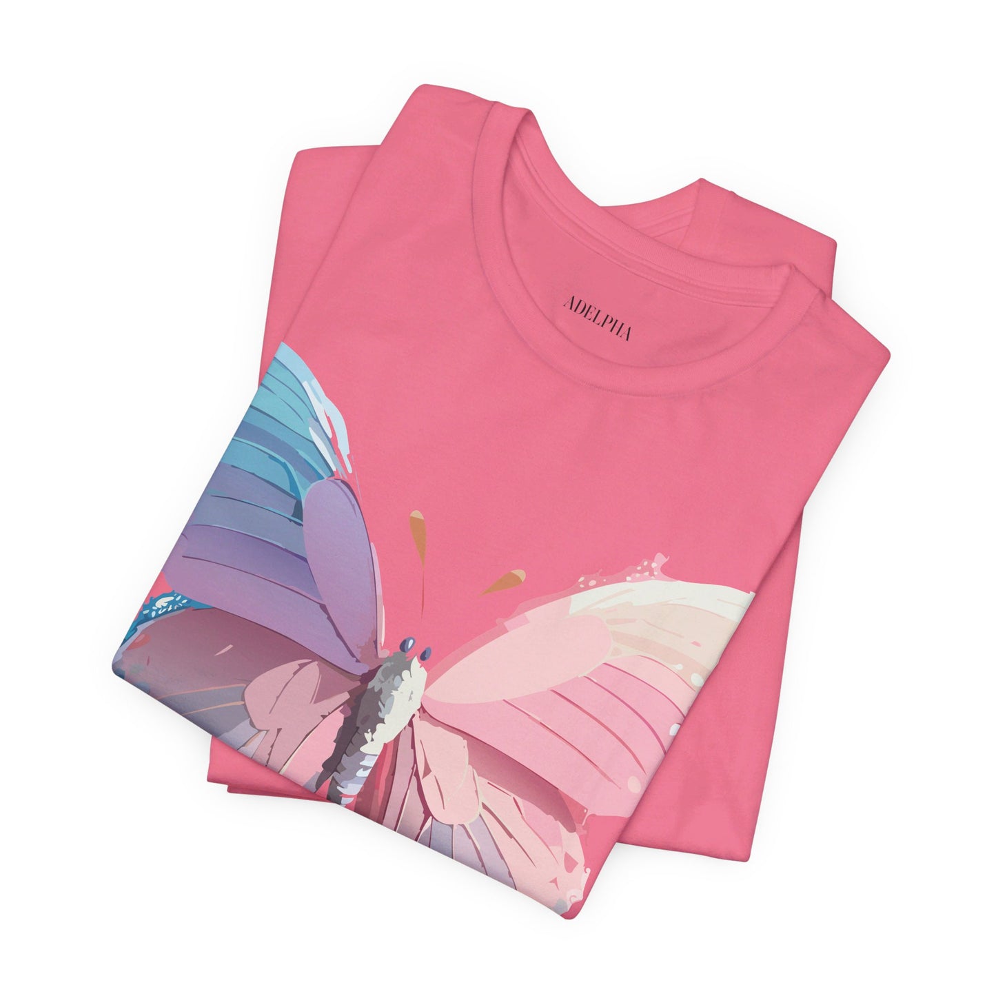 Natural Cotton Tee Shirt with Butterfly