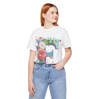 Natural Cotton Tee Shirt - Letters Collection - F Printify