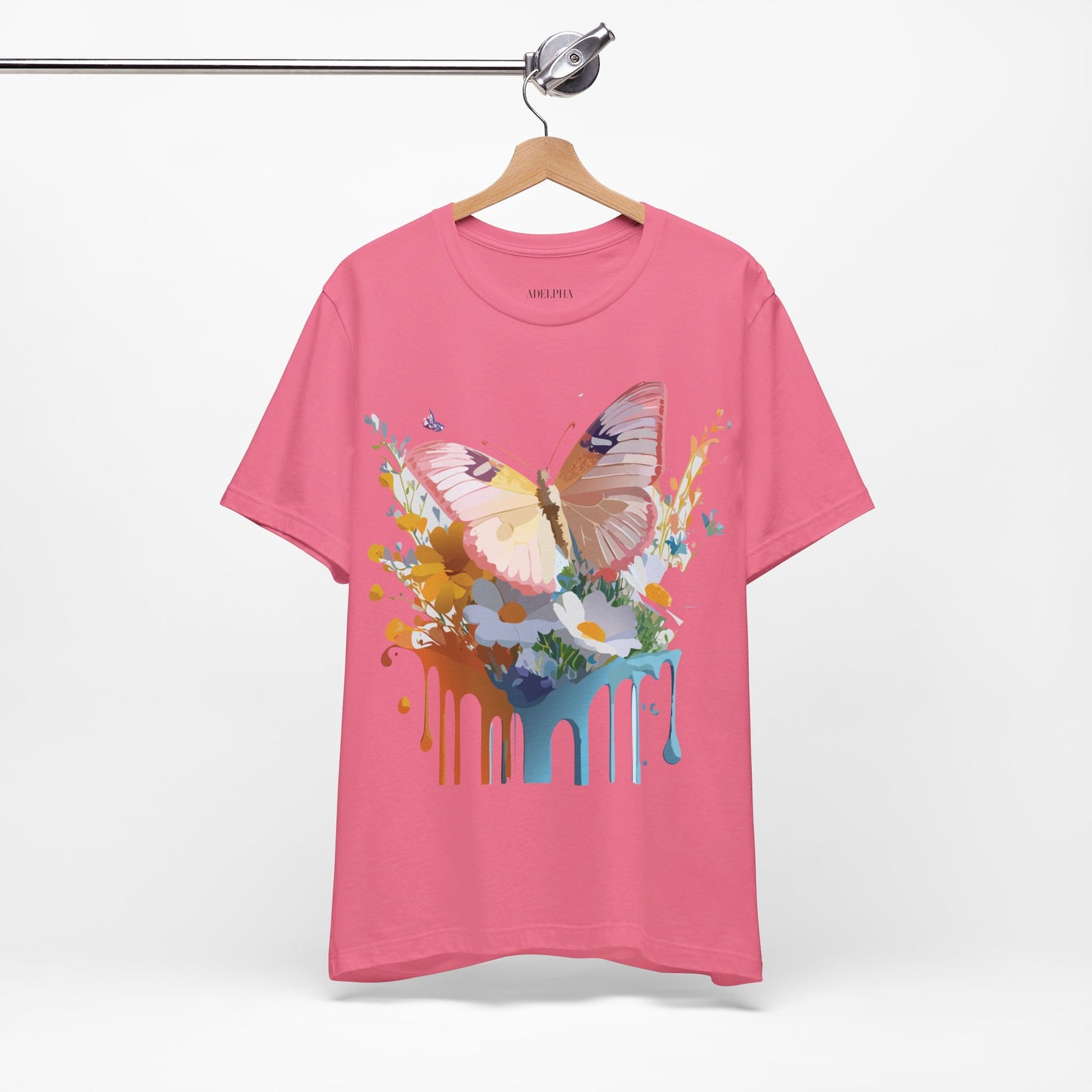 Natural Cotton Tee Shirt with Butterfly