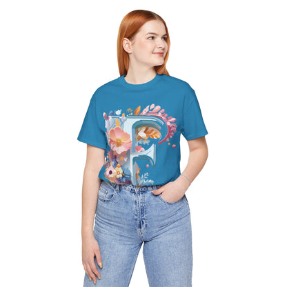 Natural Cotton Tee Shirt - Letters Collection - F Printify