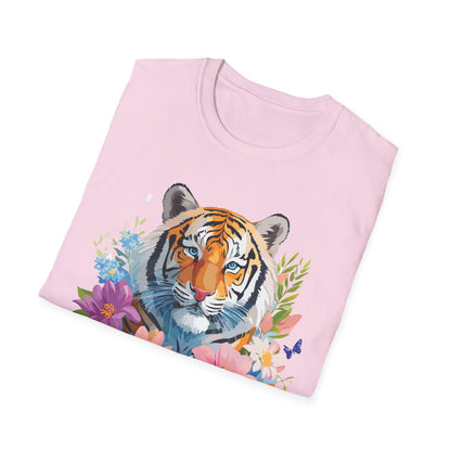 Tiger Print Unisex Softstyle T Shirt 100 Percent Ring Spun Cotton Tee