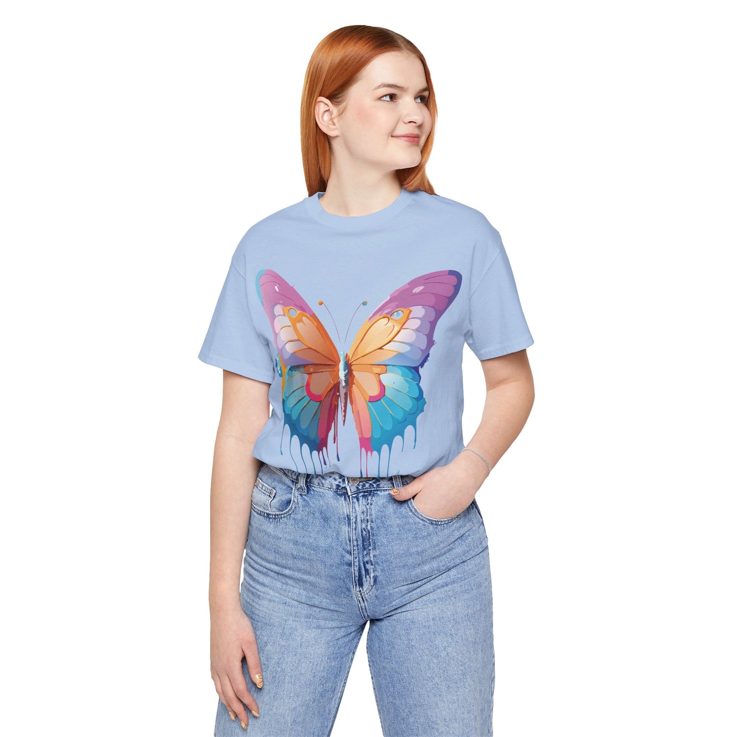 T-Shirt aus natürlicher Baumwolle mit Schmetterling