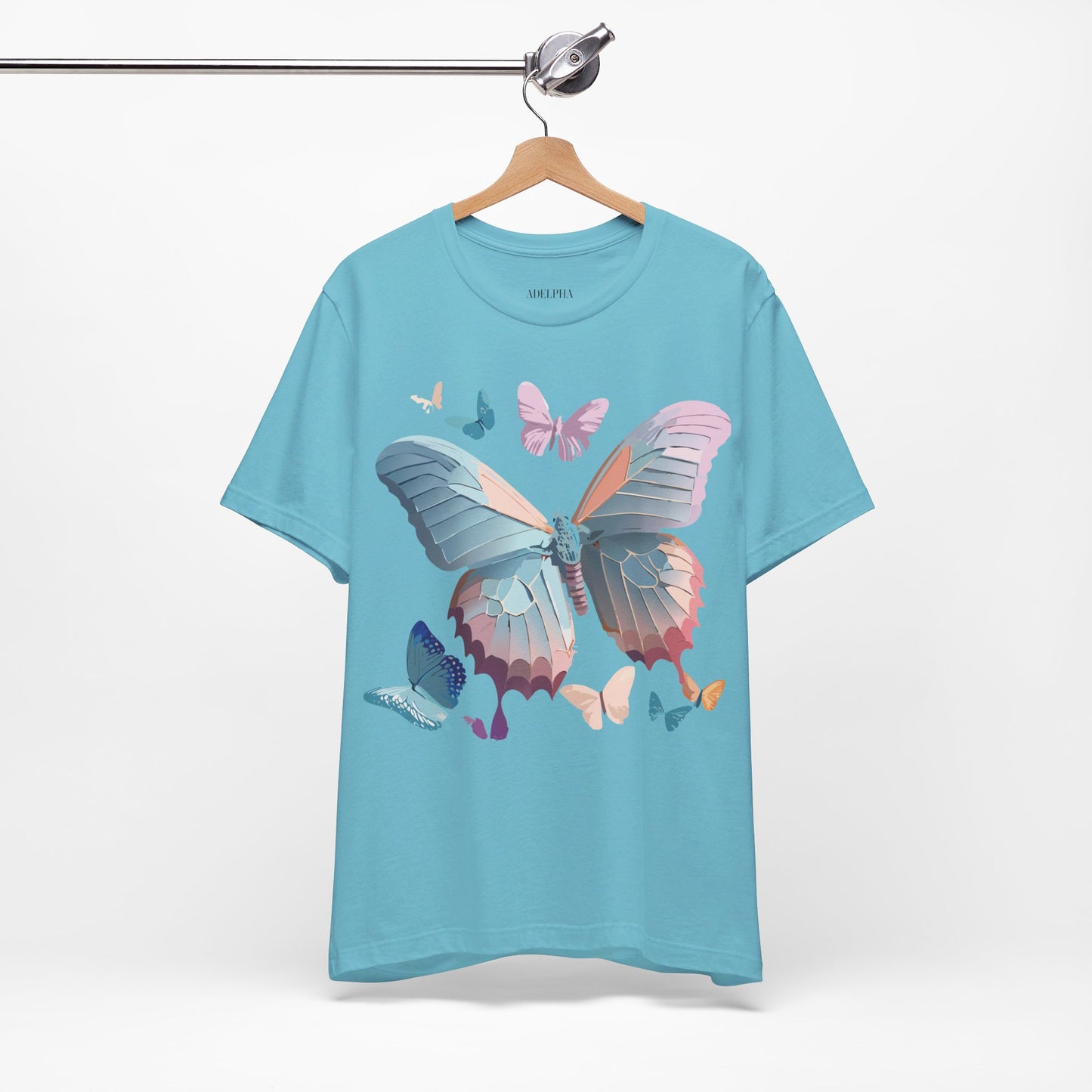 Natural Cotton Tee Shirt with Butterfly