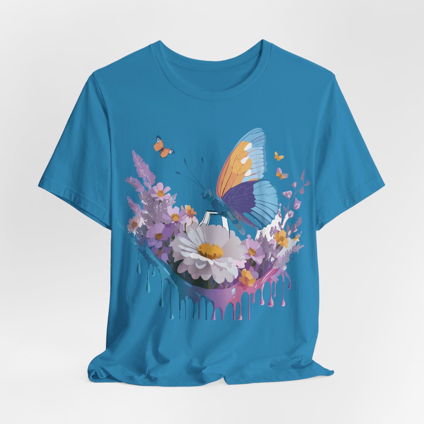 Natural Cotton Tee Shirt with Butterfly