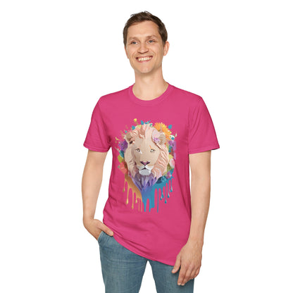 Unisex Lion Shirt Floral Lion Tee Softstyle Gildan 64000 100 Percent Cotton