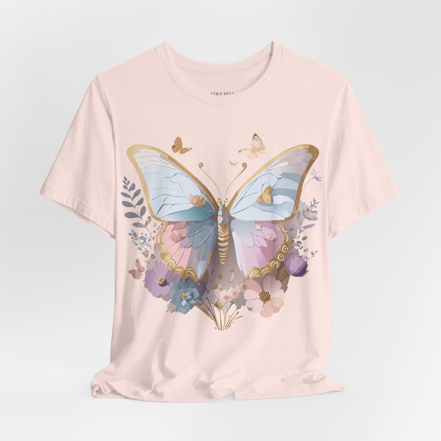 Natural Cotton Tee Shirt with Butterfly