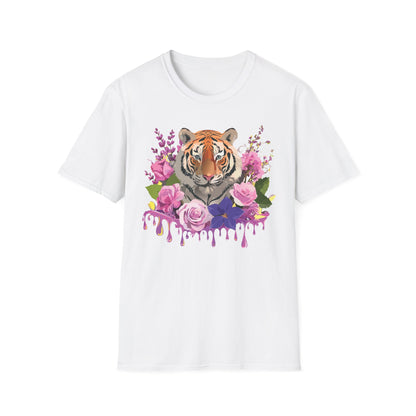 Tiger Print Shirt Unisex Animal Tee Softstyle Gildan 64000 Cotton