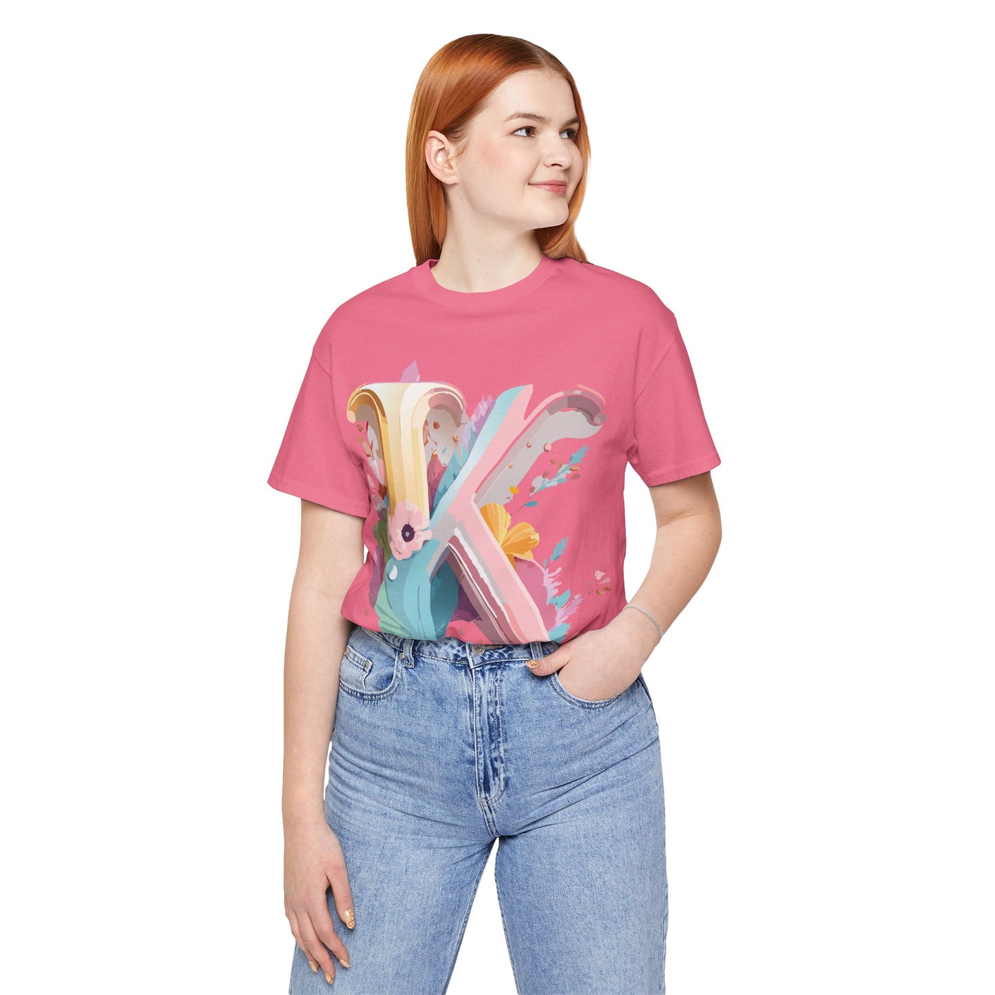 Natural Cotton Tee Shirt - Letters Collection - K