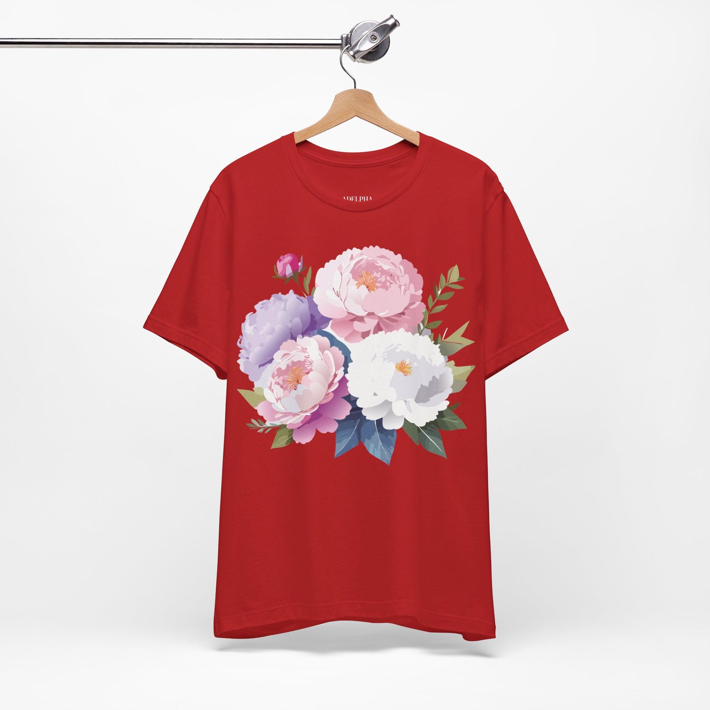 Natural Cotton Tee Shirt with Flowers