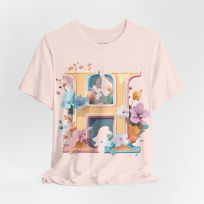 Natural Cotton Tee Shirt - Letters Collection - H Printify