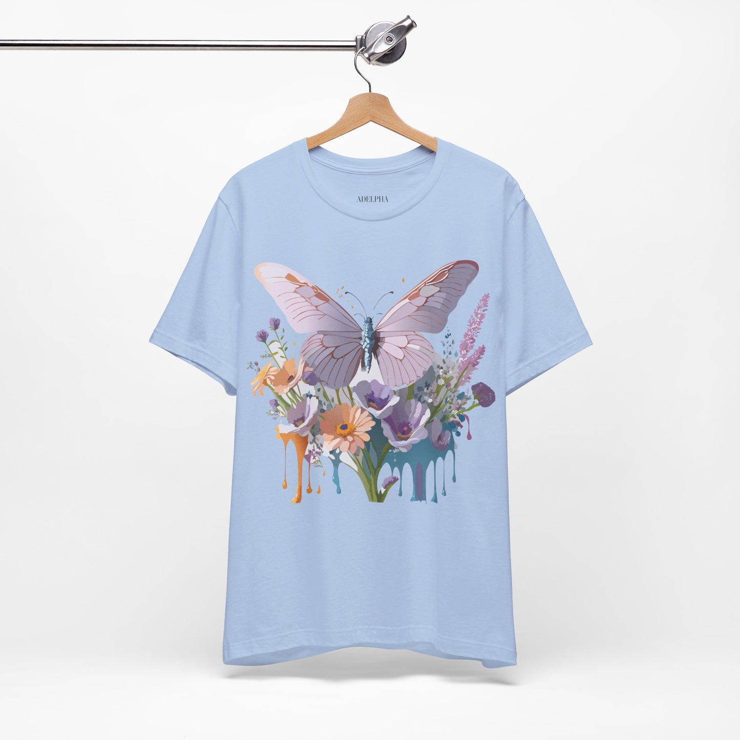 Natural Cotton Tee Shirt with Butterfly