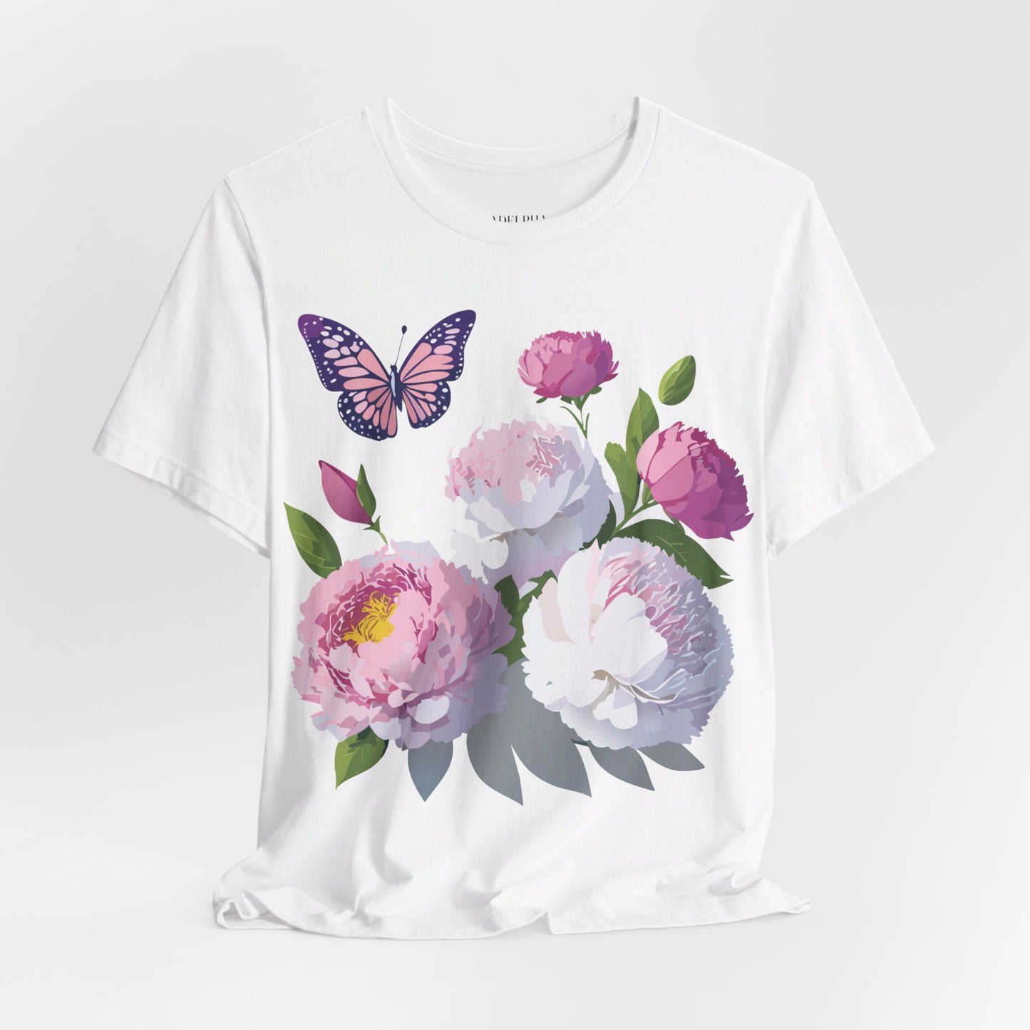 Natural Cotton Tee Shirt with Flowers