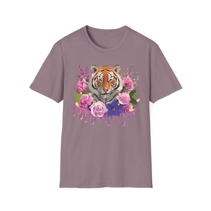 Tiger Print Shirt Unisex Animal Tee Softstyle Gildan 64000 Cotton