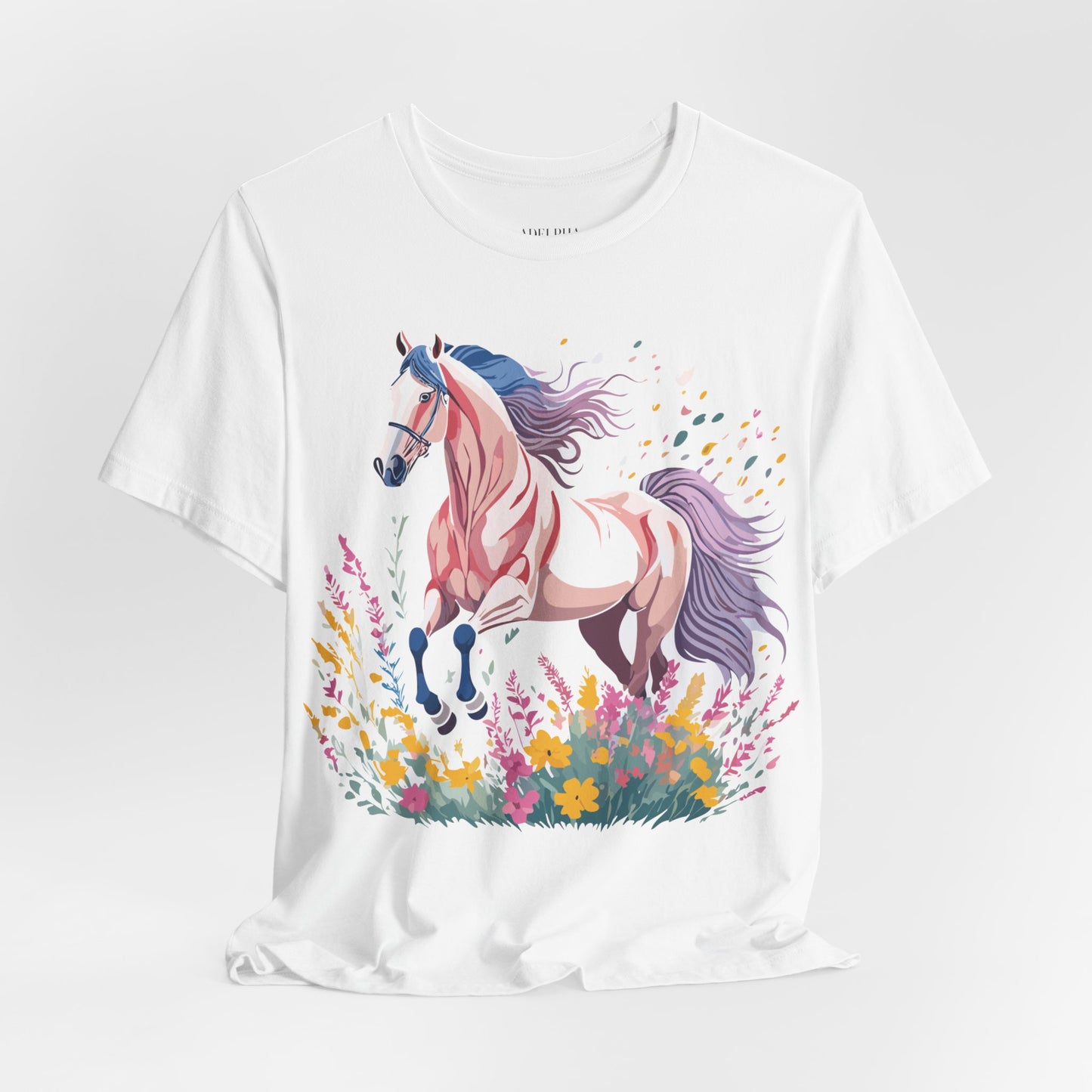 Natural Cotton Tee Shirt with Horse