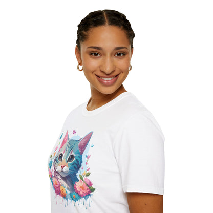 Cat Shirt Unisex Tee Kitten Cat Tee Softstyle 100 Percent Cotton Gildan 64000