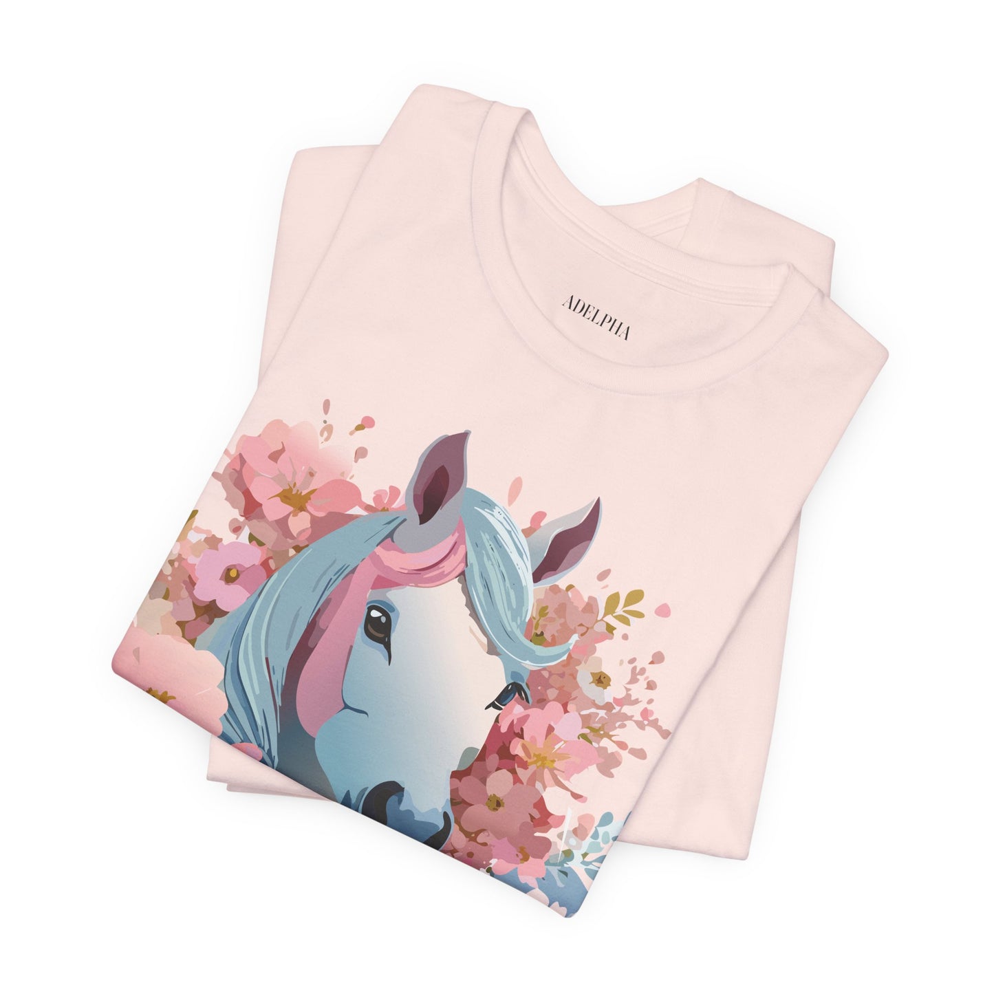 Natural Cotton Tee Shirt with Horse