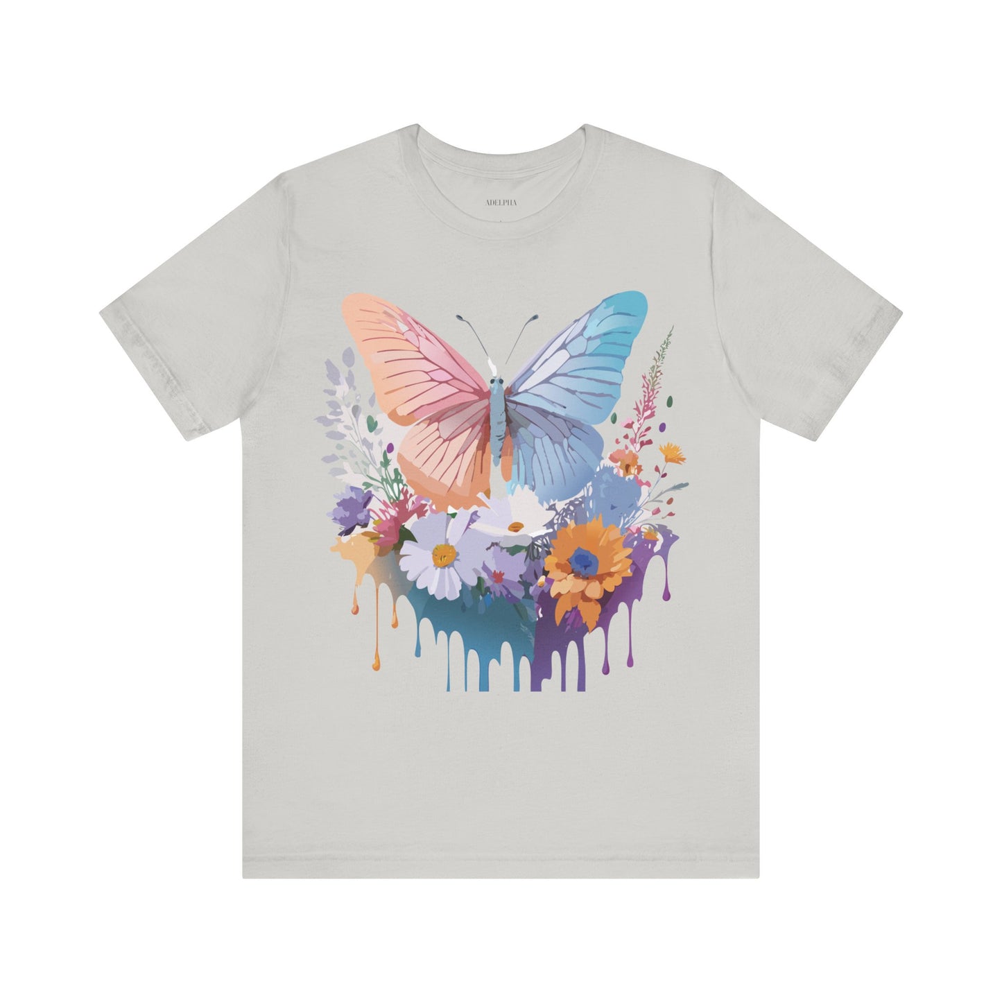 Natural Cotton Tee Shirt with Butterfly