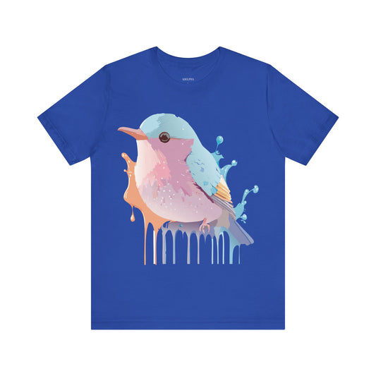 Natural Cotton Tee Shirt with Bird