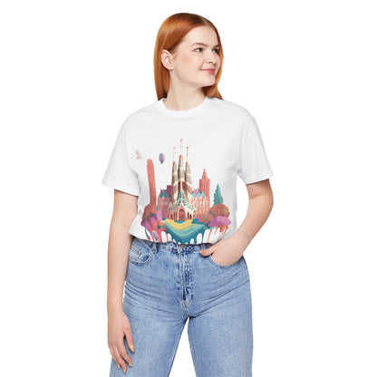 Natural Cotton Tee Shirt - Beautiful Places Collection - Barcelona Printify