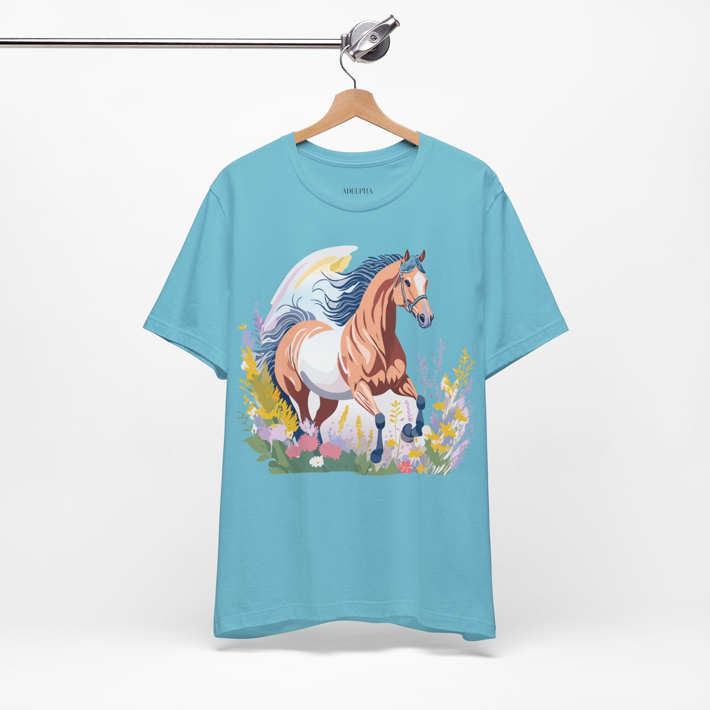 Natural Cotton Tee Shirt with Horse