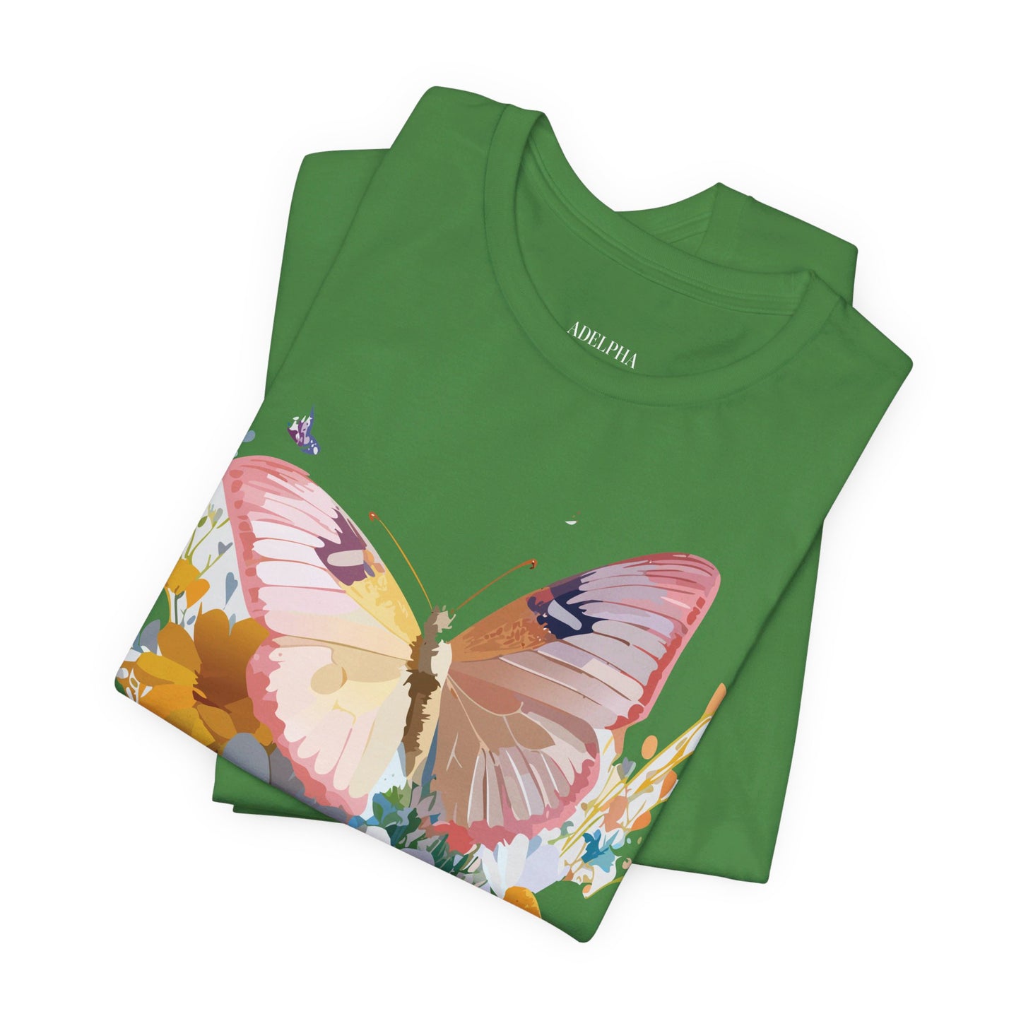 Natural Cotton Tee Shirt with Butterfly