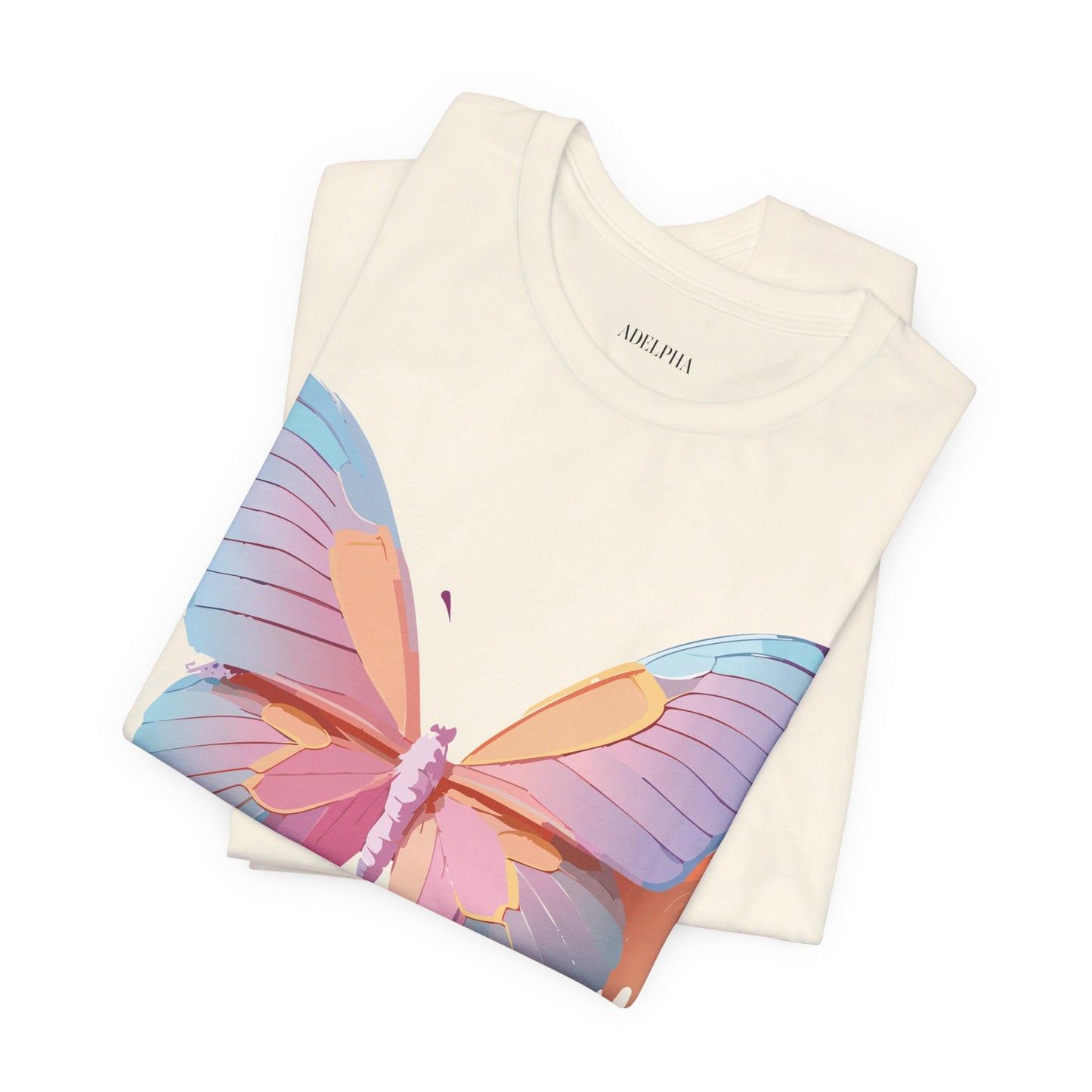 Natural Cotton Tee Shirt with Butterfly