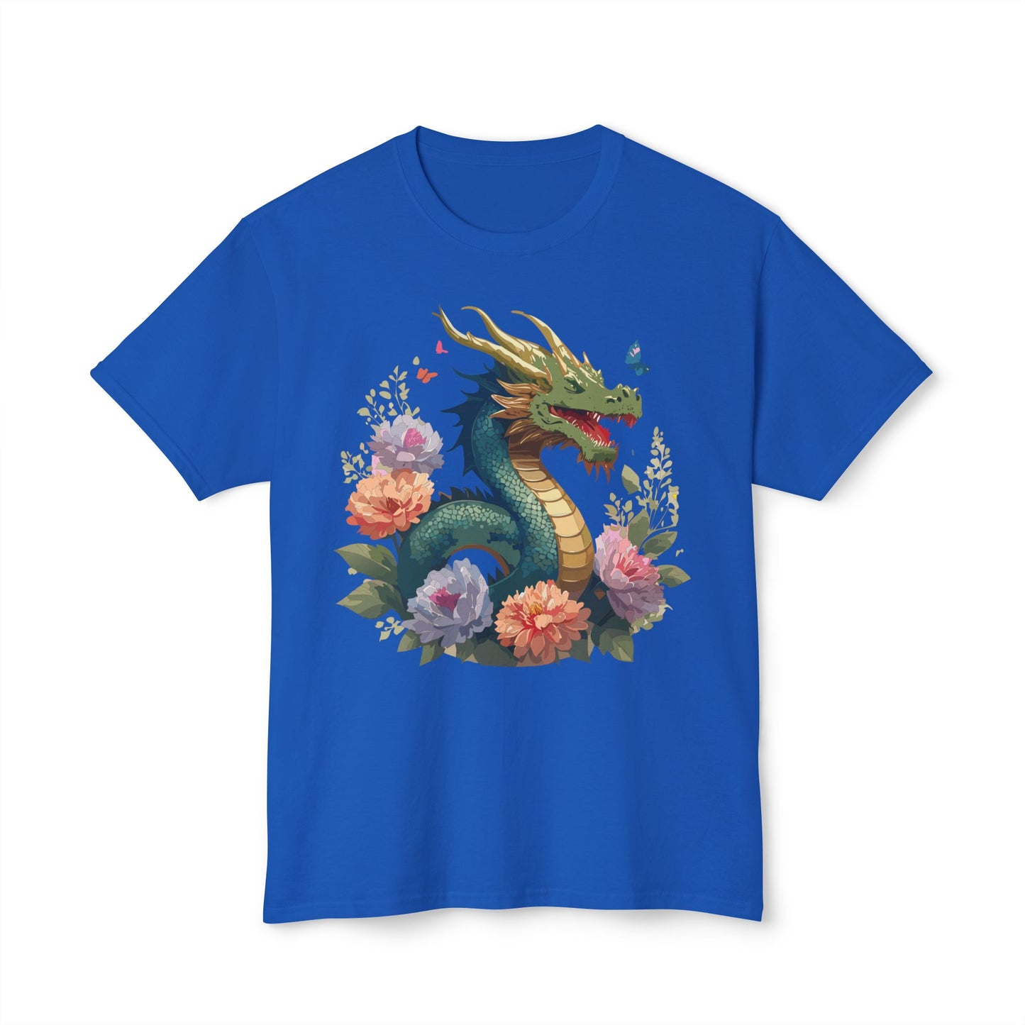 Dragon T-Shirt, Vintage Dragon Tee, Floral Tees, Dragon Art Design Shirt, Tee Shirt with Dragon 1