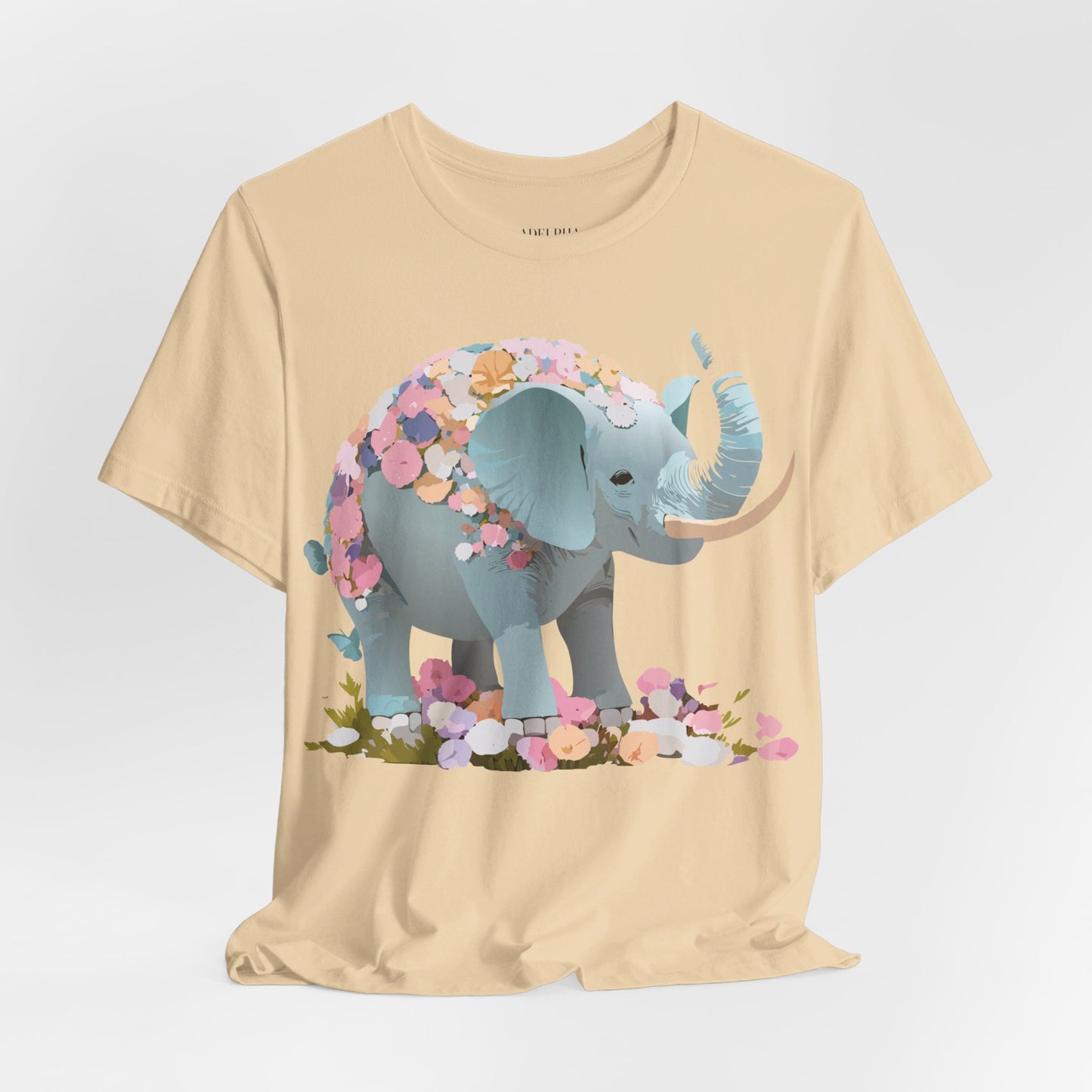 T-shirt en coton naturel avec motif éléphant