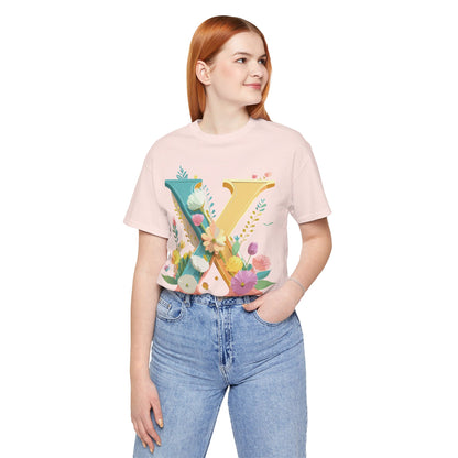 Natural Cotton Tee Shirt - Letters Collection - X Printify