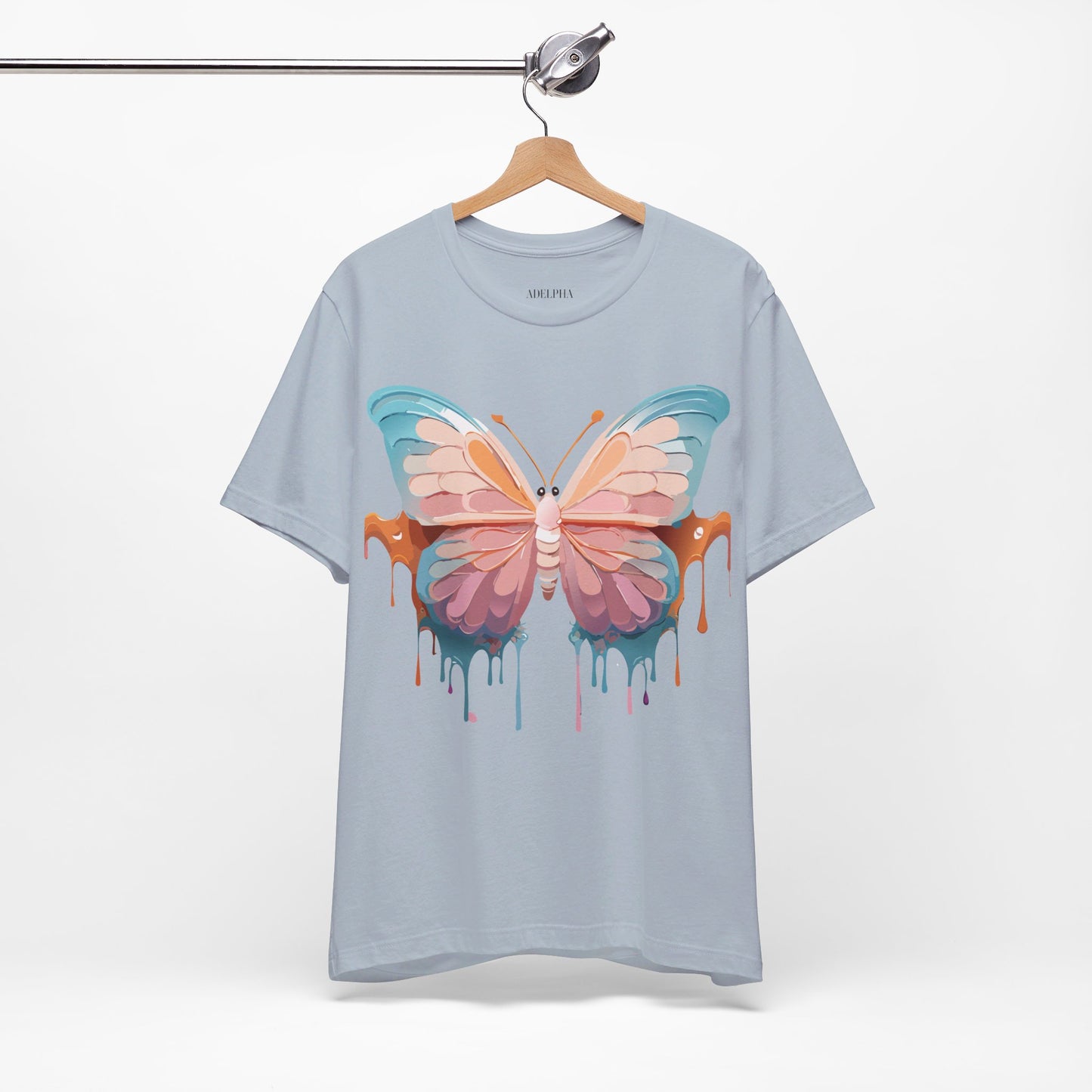 Natural Cotton Tee Shirt with Butterfly