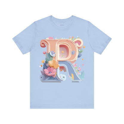 Natural Cotton Tee Shirt - Letters Collection - R Printify