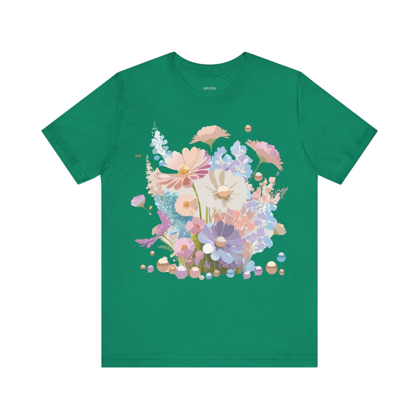 Natural Cotton Tee Shirt with Flowers