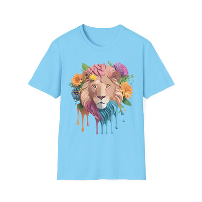 Floral Lion Shirt Unisex Tee Animal Print Gildan Softstyle 64000