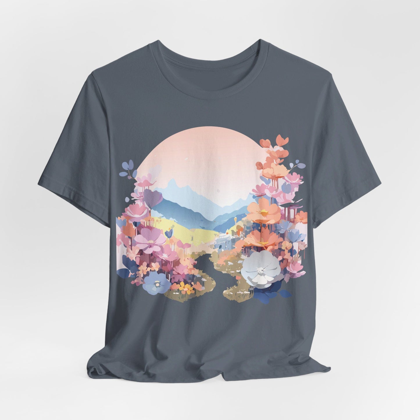 T-shirt en coton naturel avec fleurs