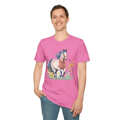 Unisex Horse Tee Softstyle Cotton Shirt With Animals Design Graphic