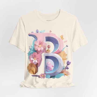 Natural Cotton Tee Shirt - Letters Collection - B Printify