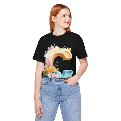 Natural Cotton Tee Shirt - Letters Collection - C Printify