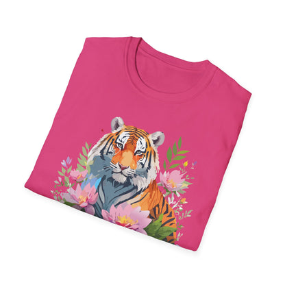 Tiger Print Unisex T Shirt Gildan Softstyle 64000 Animal Tee