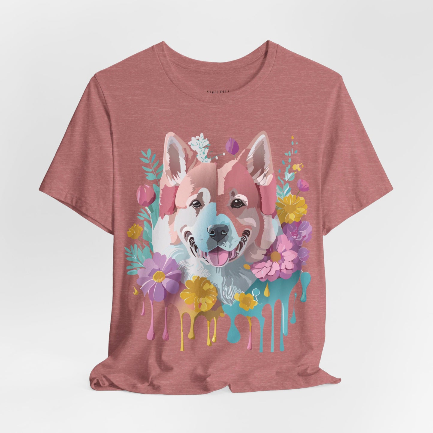 Natural Cotton Tee Shirt with Dog