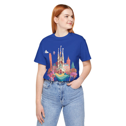 Natural Cotton Tee Shirt - Beautiful Places Collection - Barcelona Printify