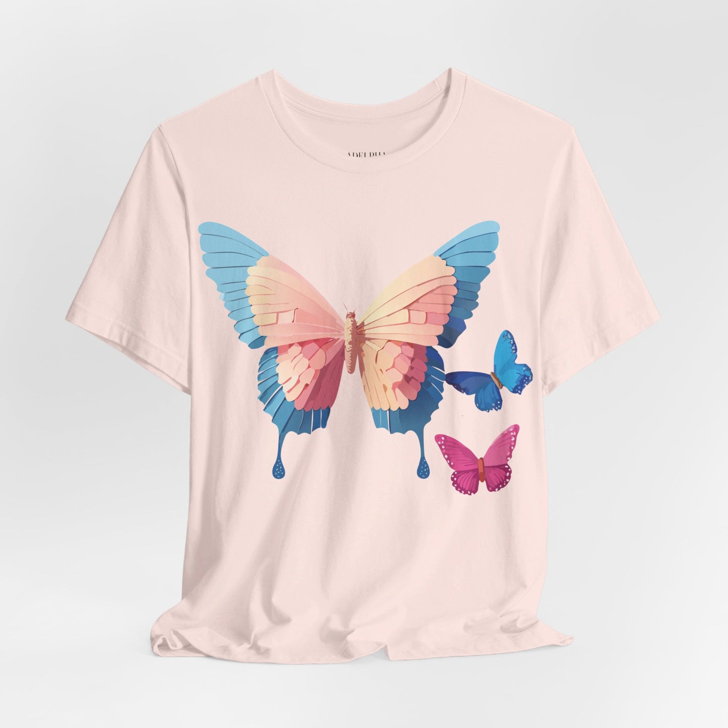 Natural Cotton Tee Shirt with Butterfly