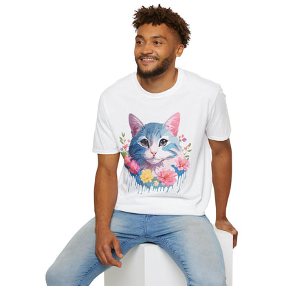Cat Shirt Unisex Cat Tee Kitten Print Gildan Softstyle 64000