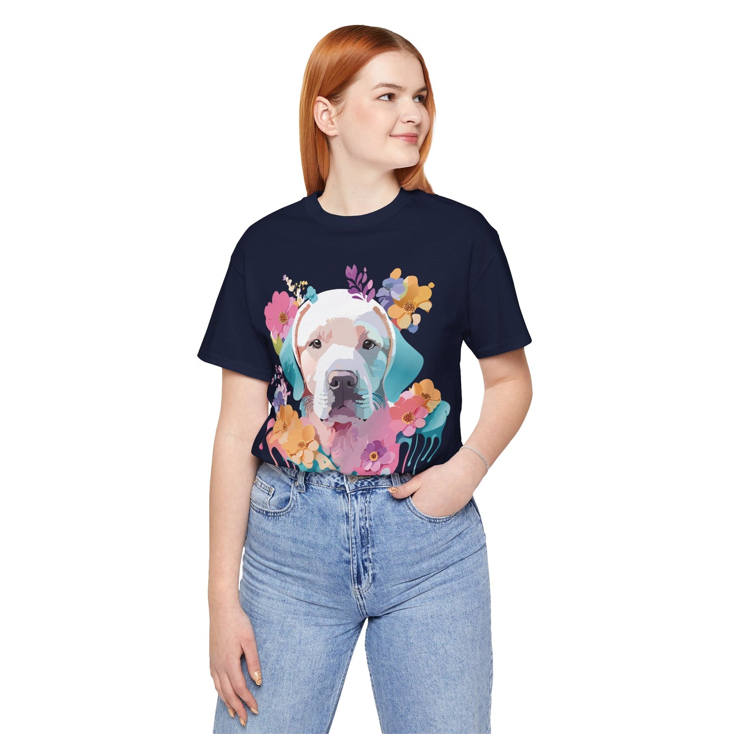 Natural Cotton Tee Shirt with Dog