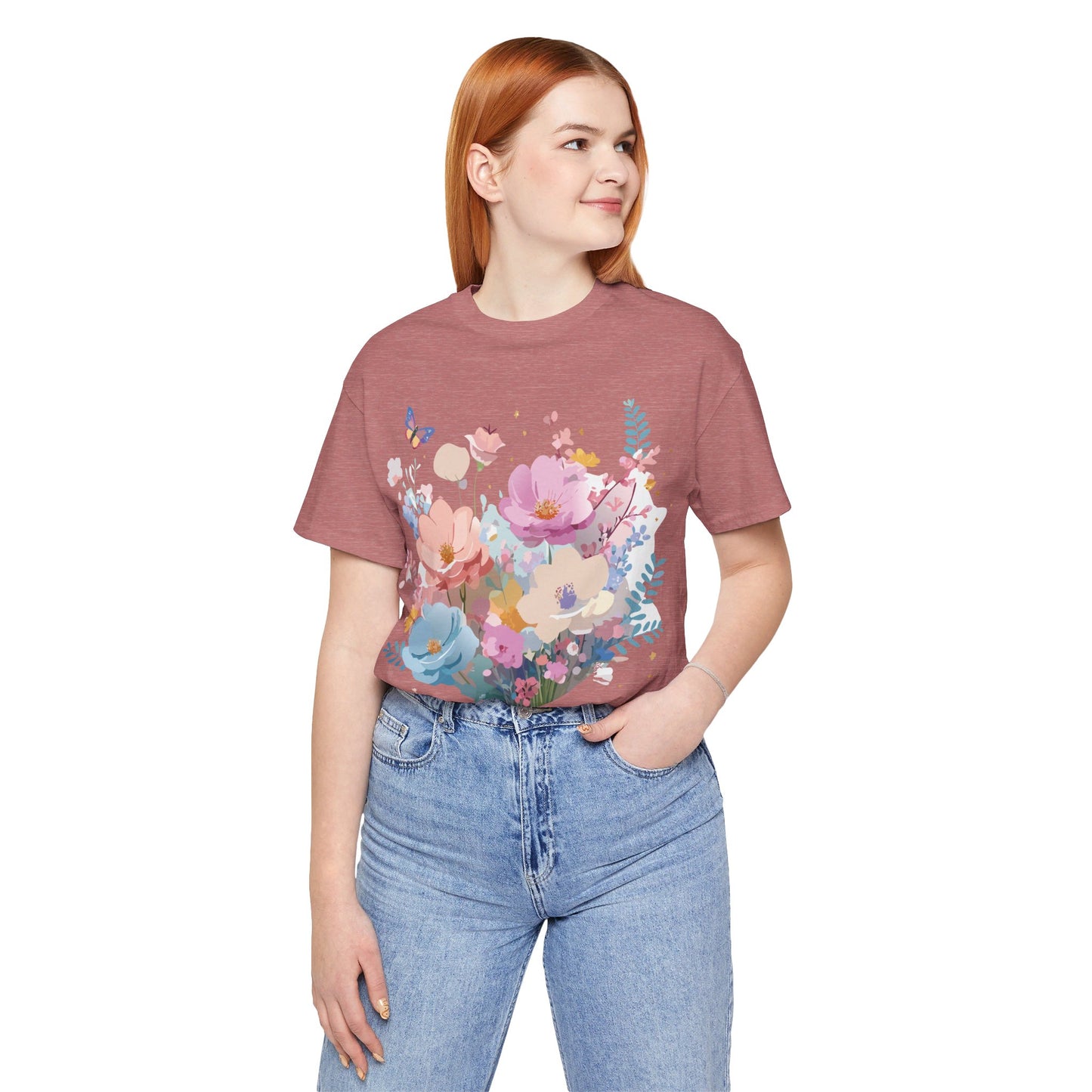 T-Shirt aus natürlicher Baumwolle mit Blumen