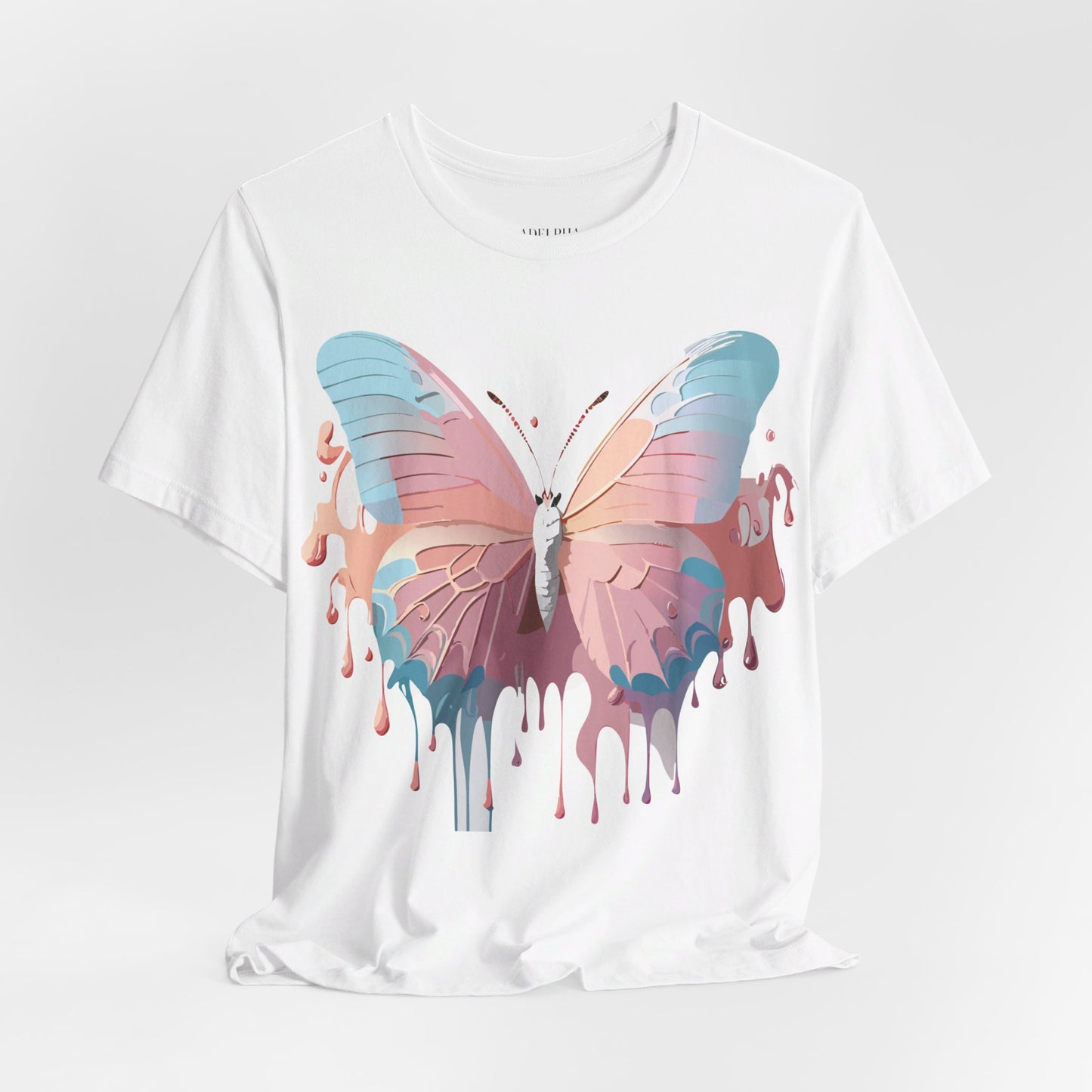 Natural Cotton Tee Shirt with Butterfly