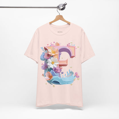 Natural Cotton Tee Shirt - Letters Collection - E Printify