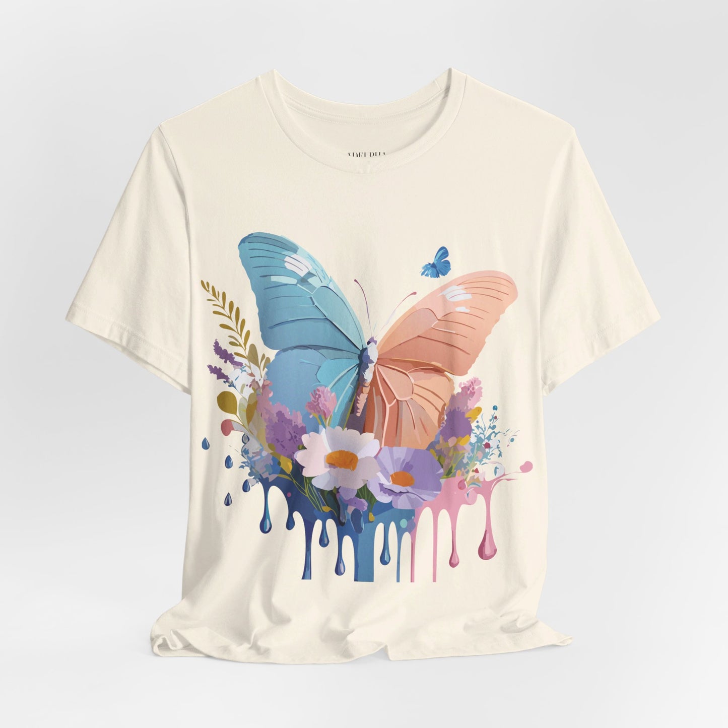 Natural Cotton Tee Shirt with Butterfly