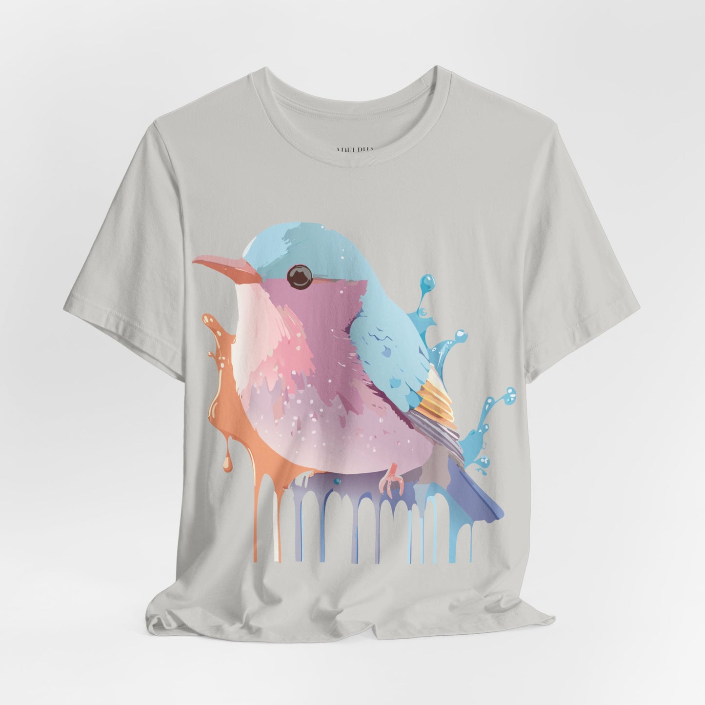 Natural Cotton Tee Shirt with Bird