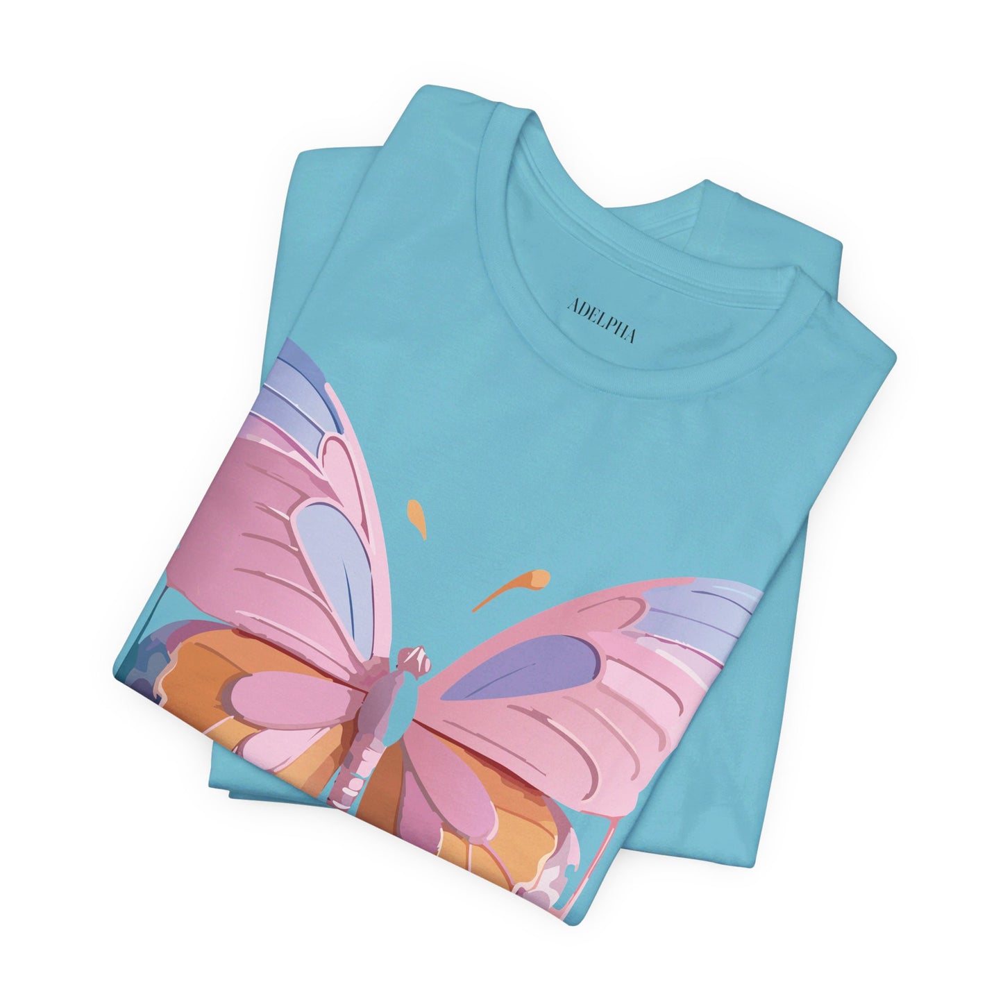 Natural Cotton Tee Shirt with Butterfly